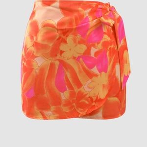 Floral Knot Tie Mini Skirt